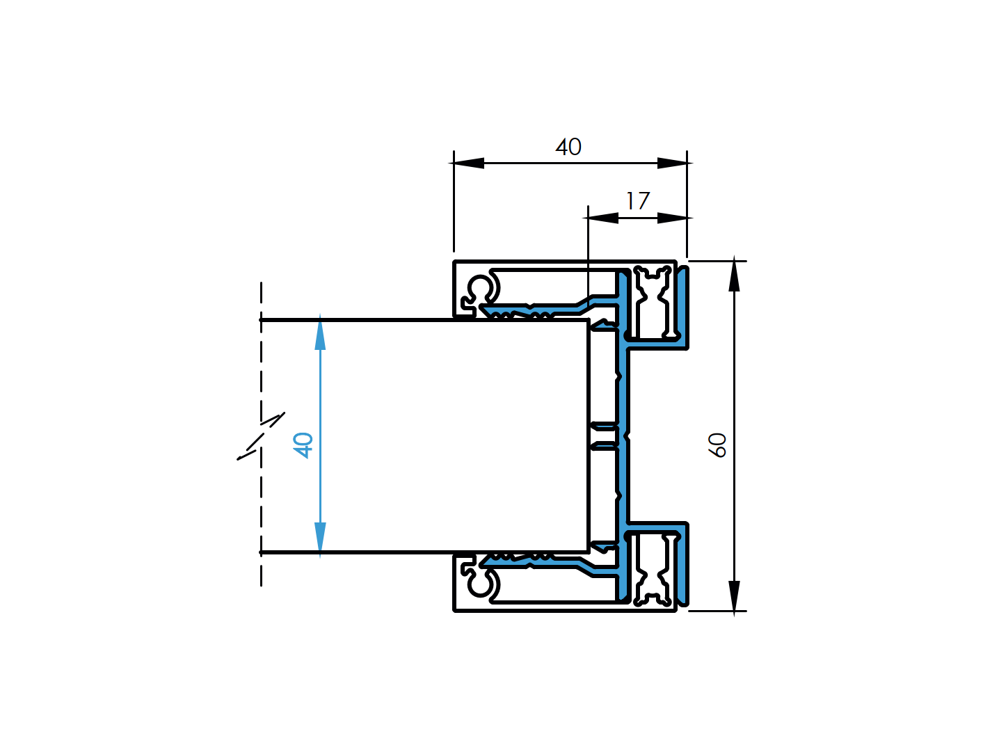 Hliníkový plotový adaptér pre 40mm výplne - 1200mm