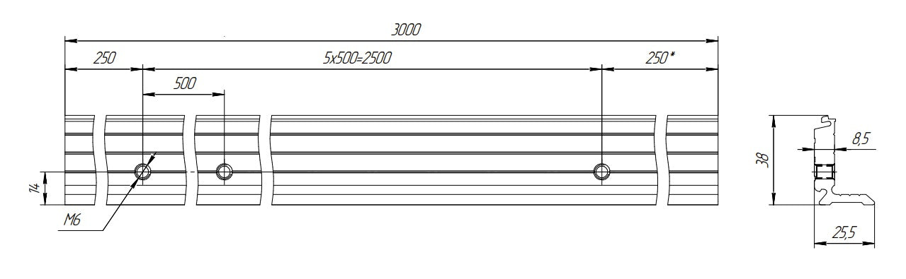 Svorkový al profil-3m s krycou lištou BLACK H40