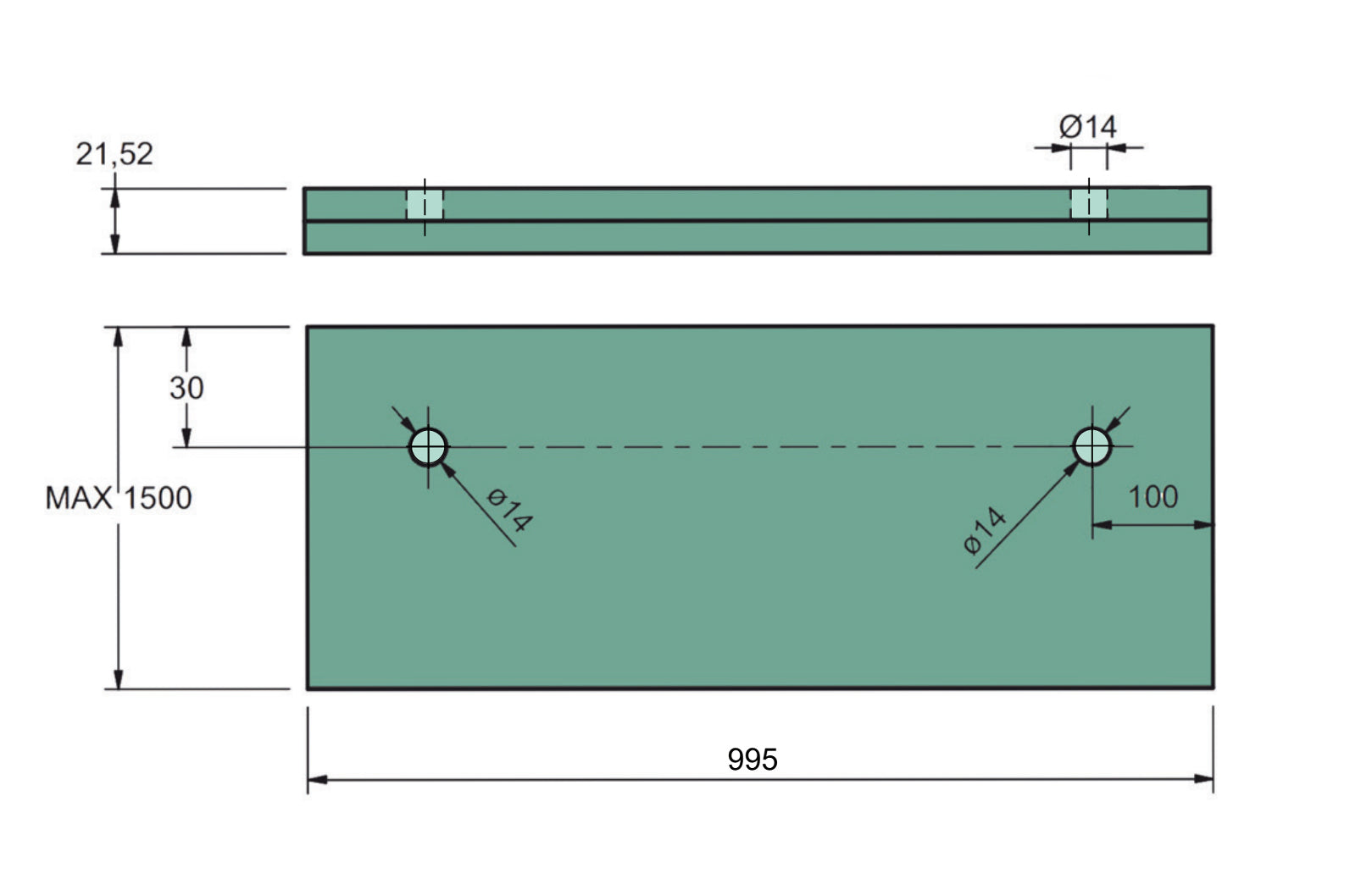 Presklená strieška hliník profil FIX +1.5°