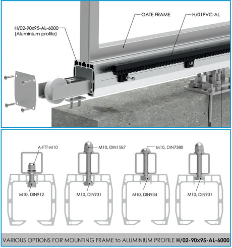 Profil vodiaci spodný AL, 90x95, L6m, RAL7016