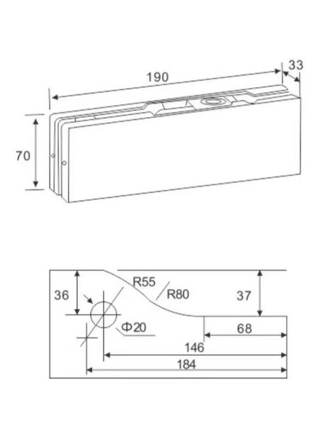 Hydraulicky samozatvárač AISI304, 190x70 BLACK