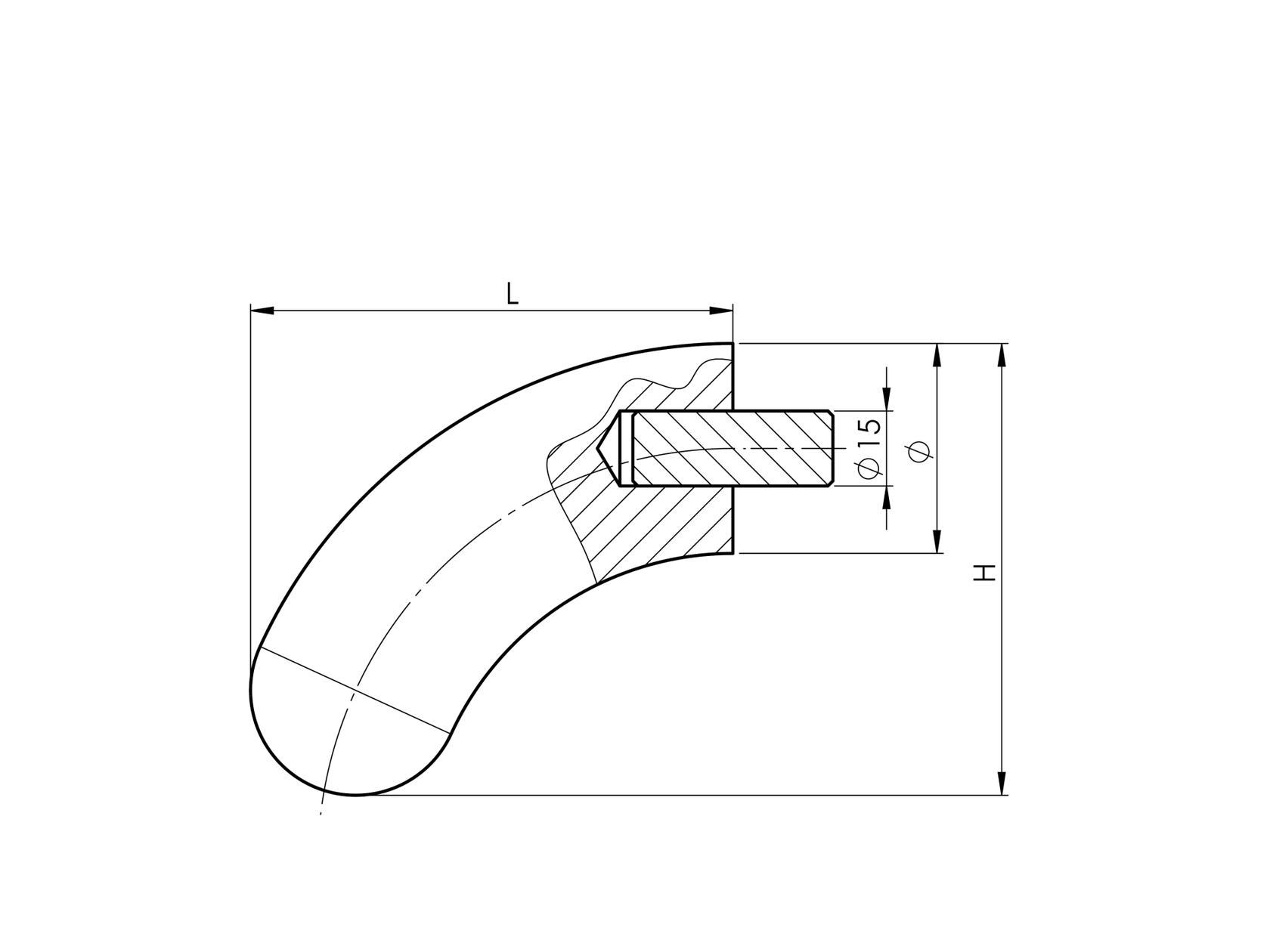 Ukončenie koleno s polguľ. - nelak. BUK (BEECH)