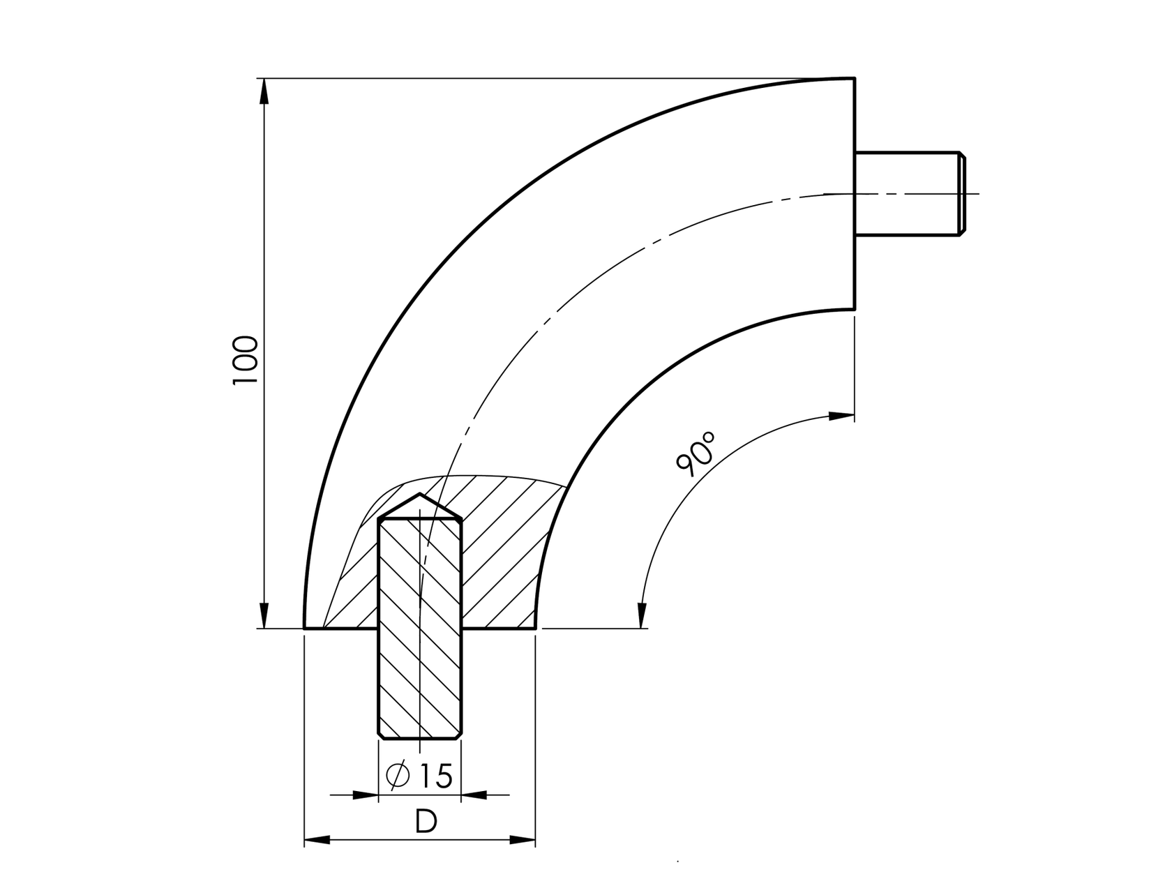 Spojka (koleno, prechod) madla, DUB
