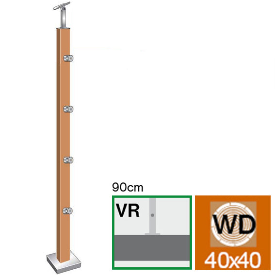 Stĺpik DUB (OAK) JP 40x40mm, 4xd12mm, v=90cm, VK-r