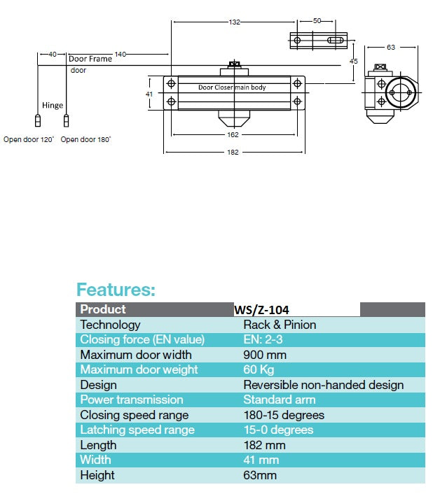 Samozatvárač dverí EN 1154 AISI304 hydraulický
