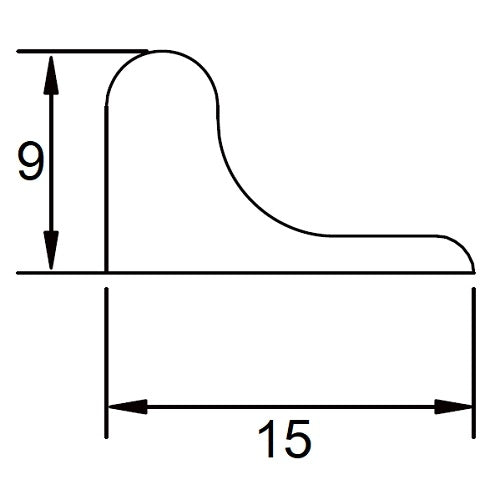 Lišta prah pre sprchový kút 9x15mm Black