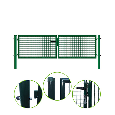 Brána 2kr. ROUND ZnPVC 4000x1200mm, D60mm, zelená