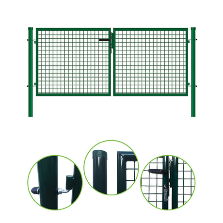 Brána 2kr. ROUND ZnPVC 4000x1800mm, D60mm, zelená