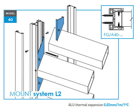 Click-lock spacer cover strip for U-adapter, 41 x 09 - 30mm - Anthracite R7016, slanted with 5 mm overlap - SET
