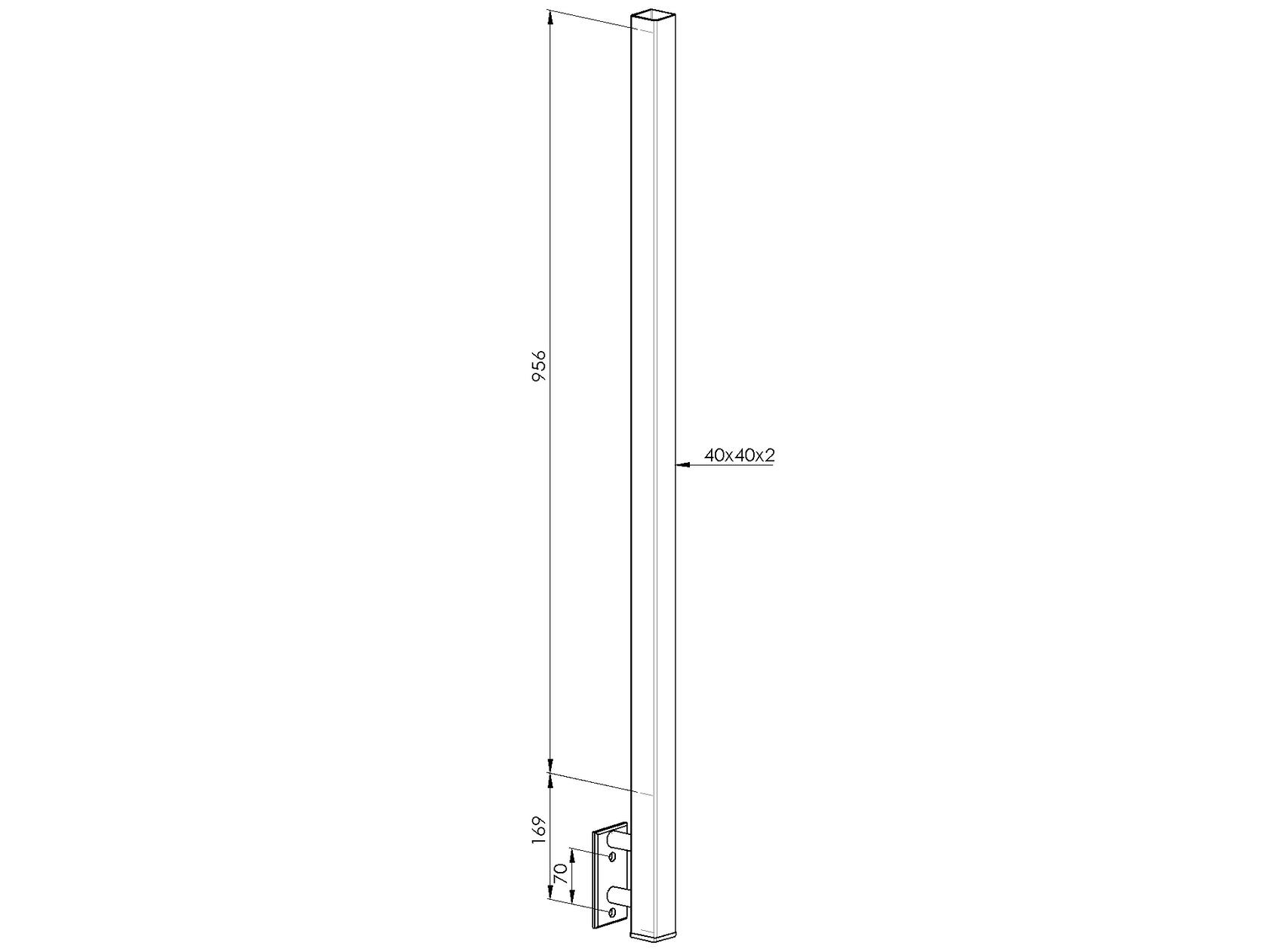 Stĺpik antikor, BK-rovné AISI304, D40x40/H1000mm