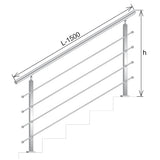 Zábradlie schody, VS AISI304, 40x40x2/4xd12/H900/L