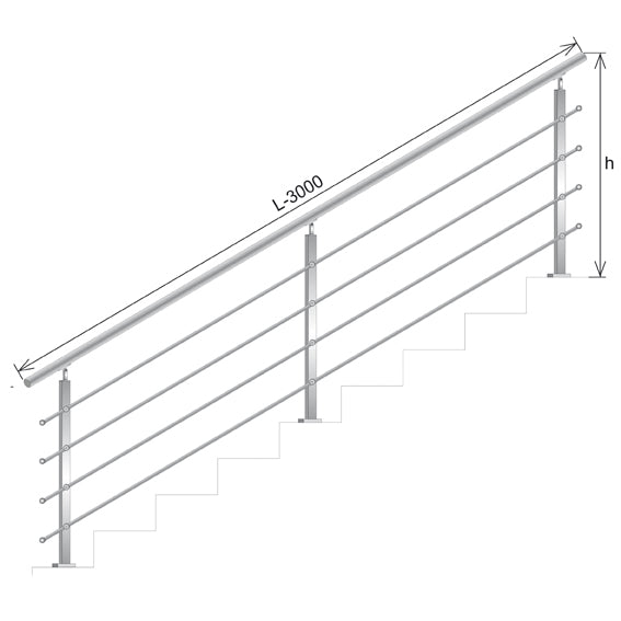 Zábradlie schod VS AISI304, 40x40x2/4xd12/H900/L30