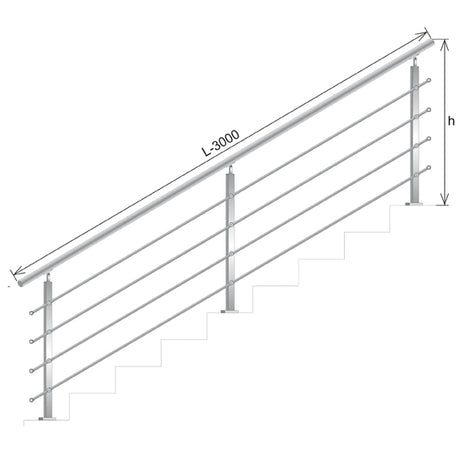 Zábradlie schod VS AISI304, 40x40x2/4xd12/H900/L30