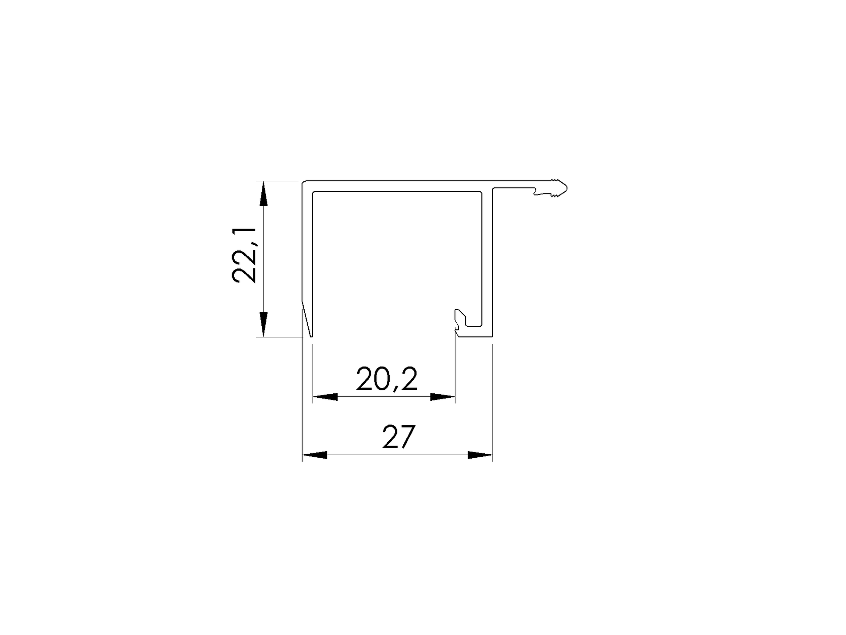 Krycia lišta horná pre AL profil, ELOX
