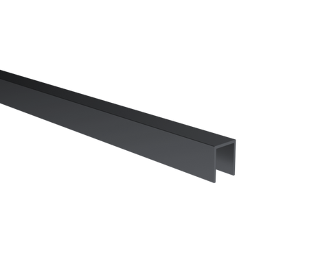 U-shaped aluminium glazing profile 20x30x2mm for 10–12mm glass, black anodised