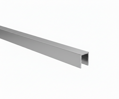 U-shaped aluminium glazing profile 20x30x2mm for 10–12mm glass, anodised