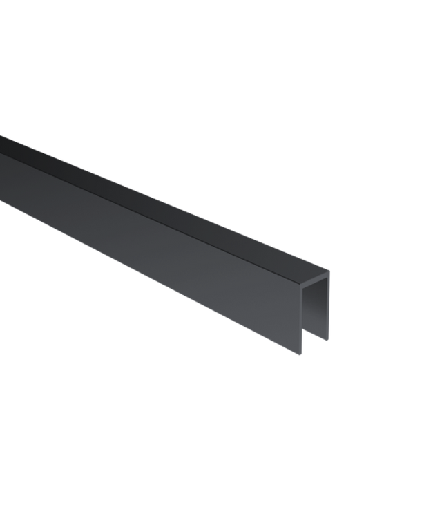 U-shaped aluminium glazing profile 20x40x2mm for 10–12mm glass, black anodised