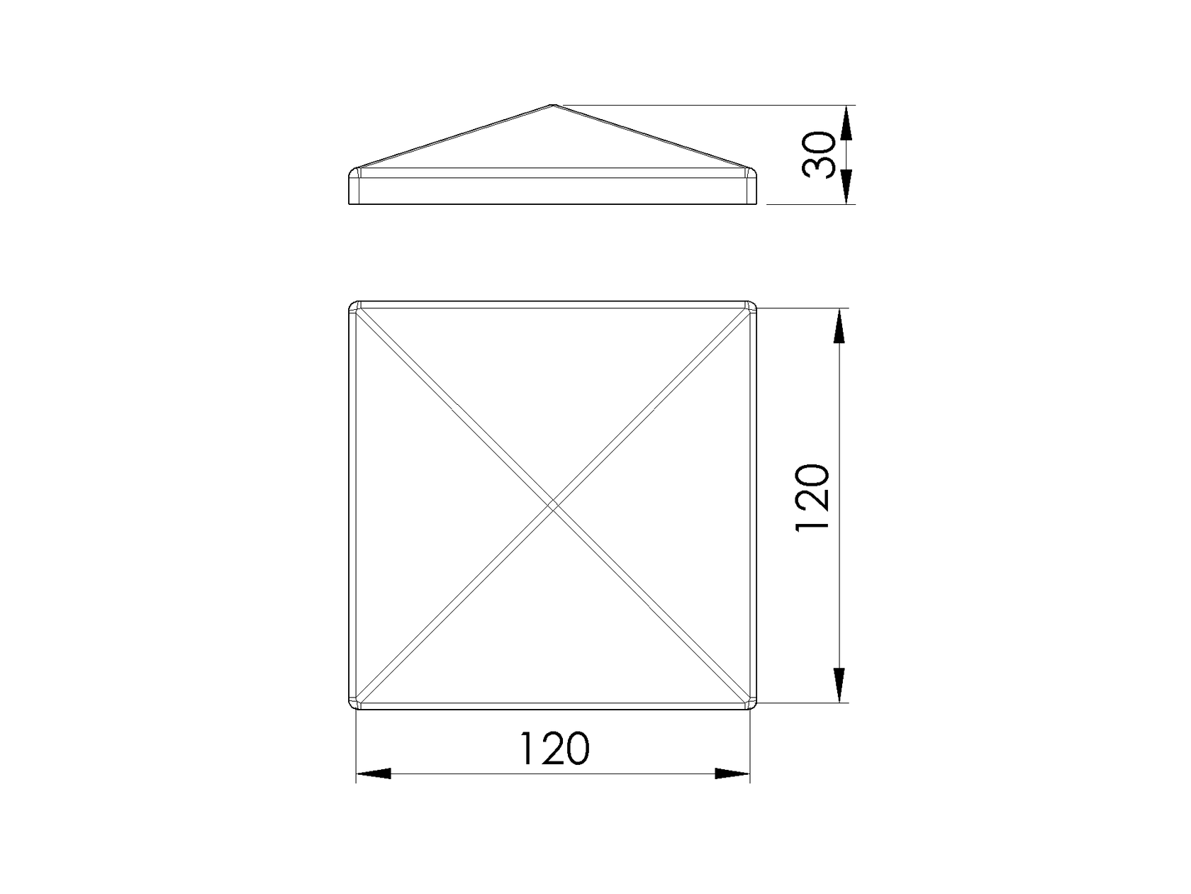 Krytka na stĺpik JP 120x120mm, RAL7016