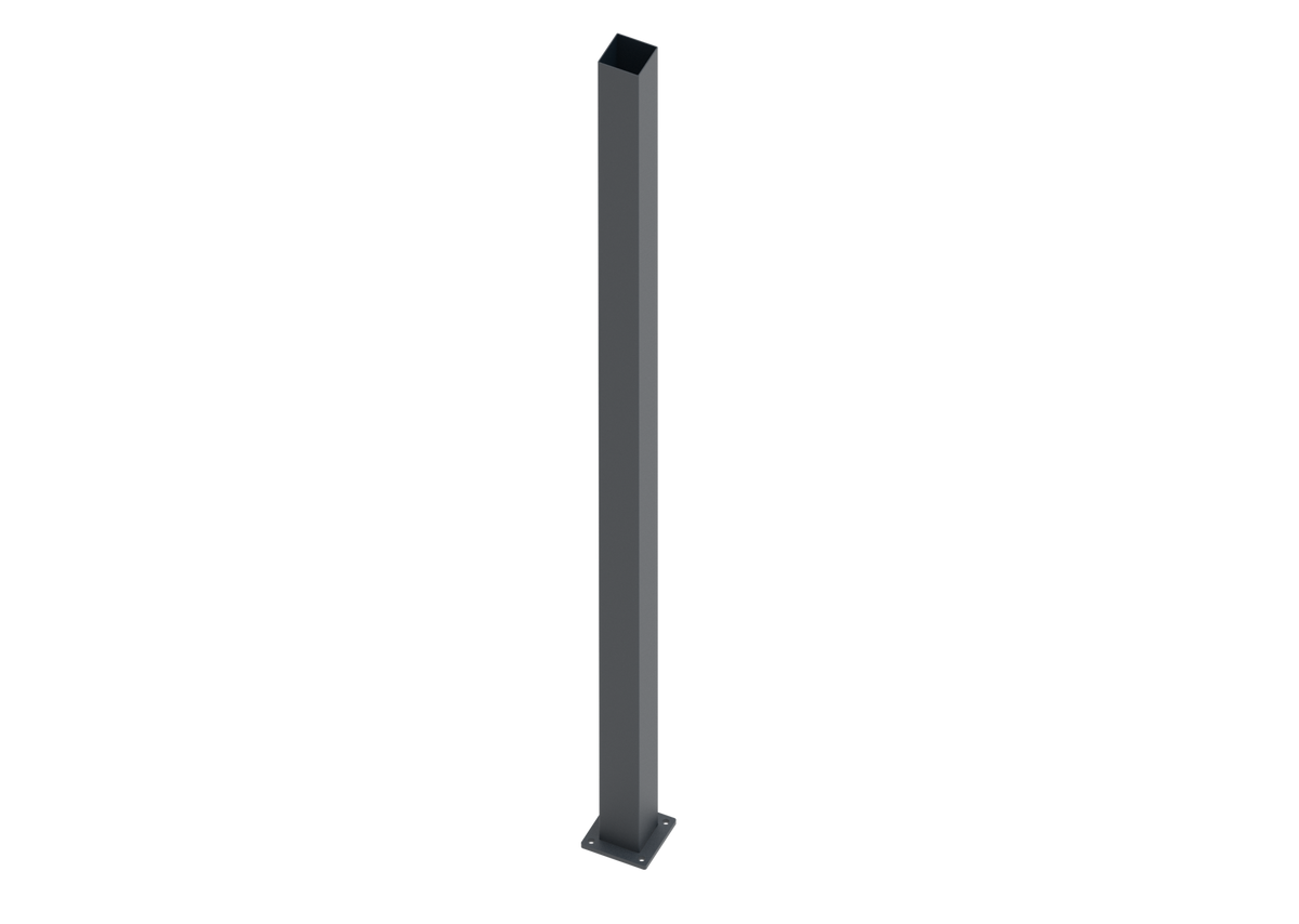 Stainless Steel Post 80x80-2000, with Anchor Flange, Anthracite RAL 7016