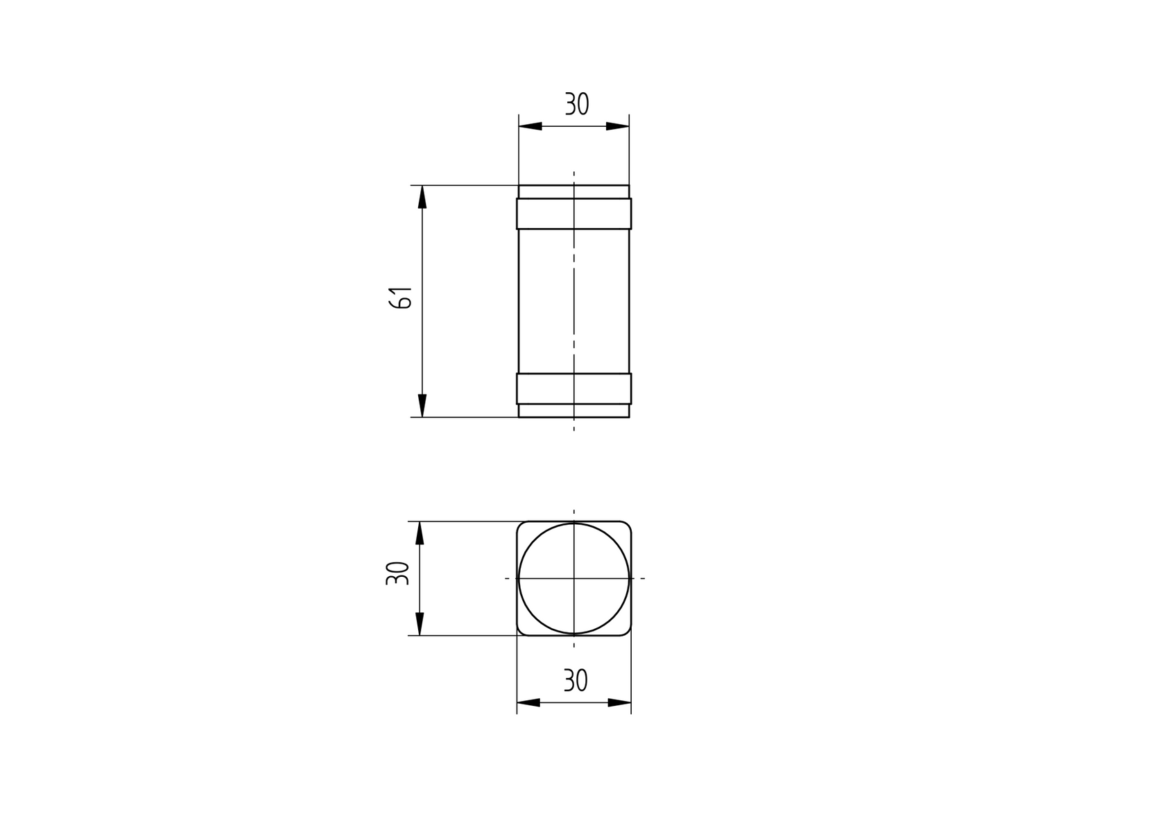 Čap závesu do JP 30x30mm, D30mm