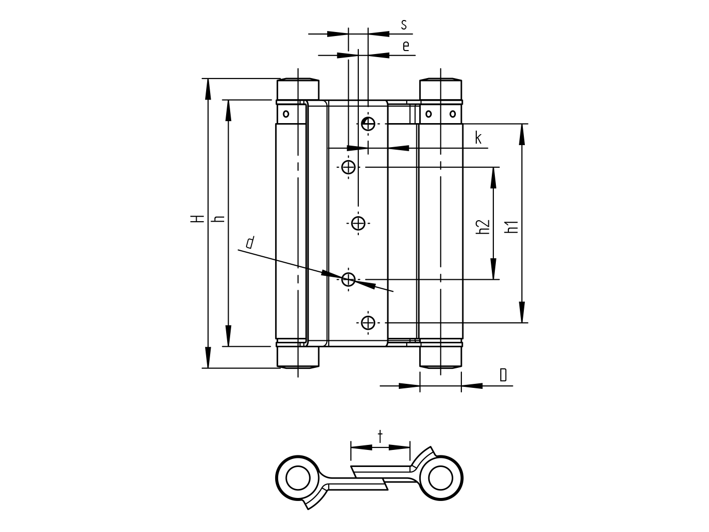 Záves pružinový obojstranný, nerez, L=100mm
