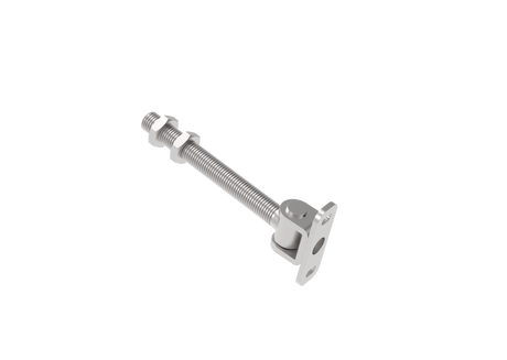 Záves nastaviteľný dlhý s kotviacou prírubou, INOX, M16