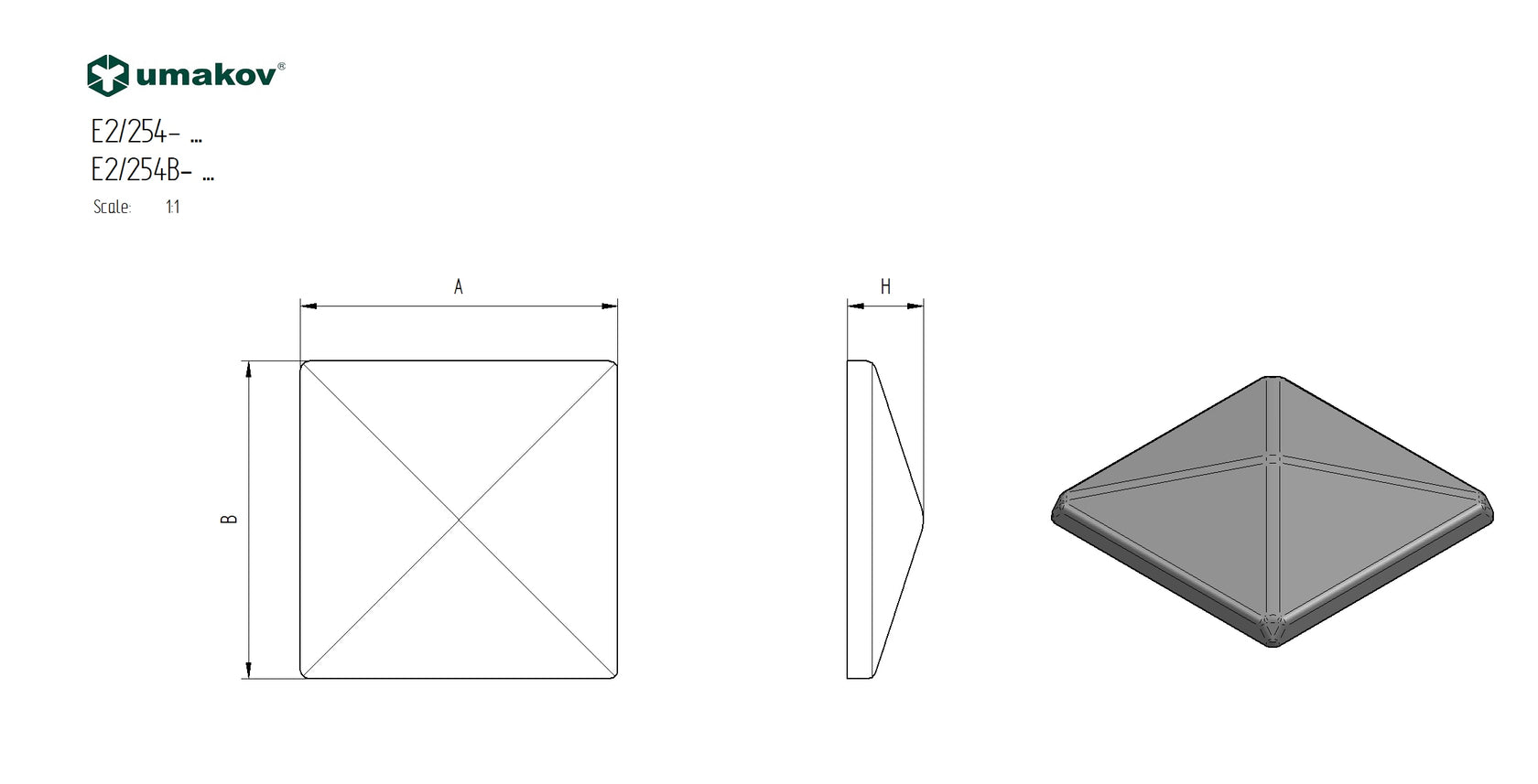 Krytka na stĺpik 50x50, t1mm