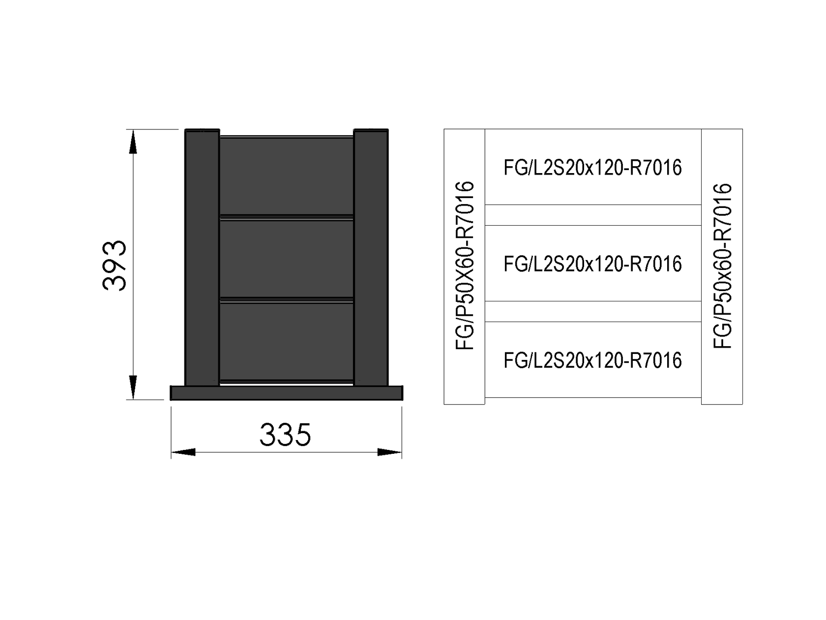 Plotová vzorka 0,3x0,4m samostatne stojaca pre žalúziové lamely FG/L8x120