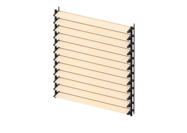 Set Black Aluminum Horizontal Tilting System 1.09 m with 1.2 m Pine Wood Infill 19x95
