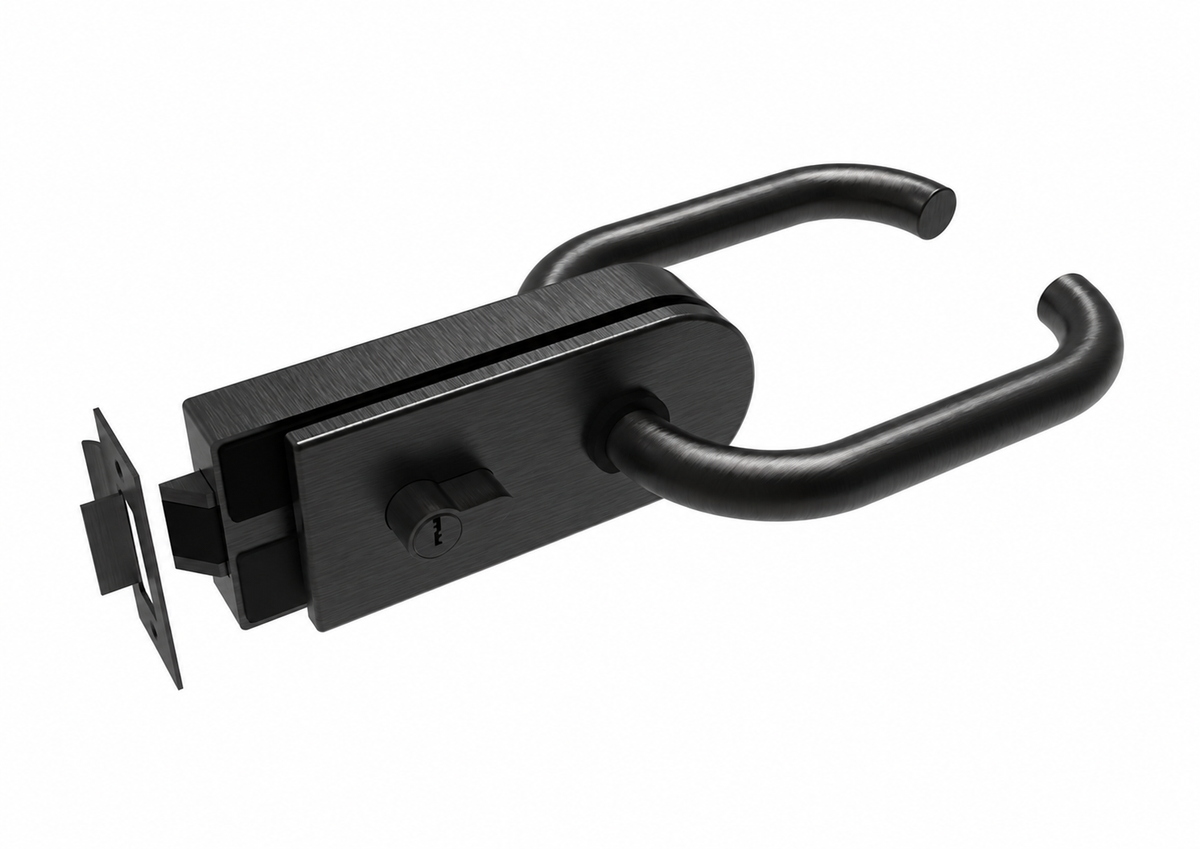 Glass door handle with lock PZ type BLACK