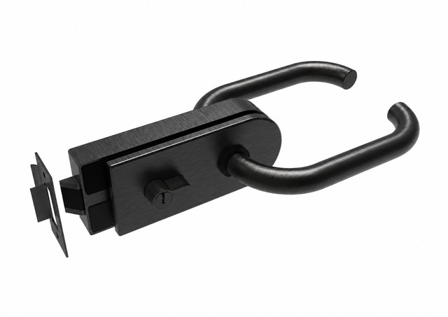Glass door handle with lock PZ type BLACK