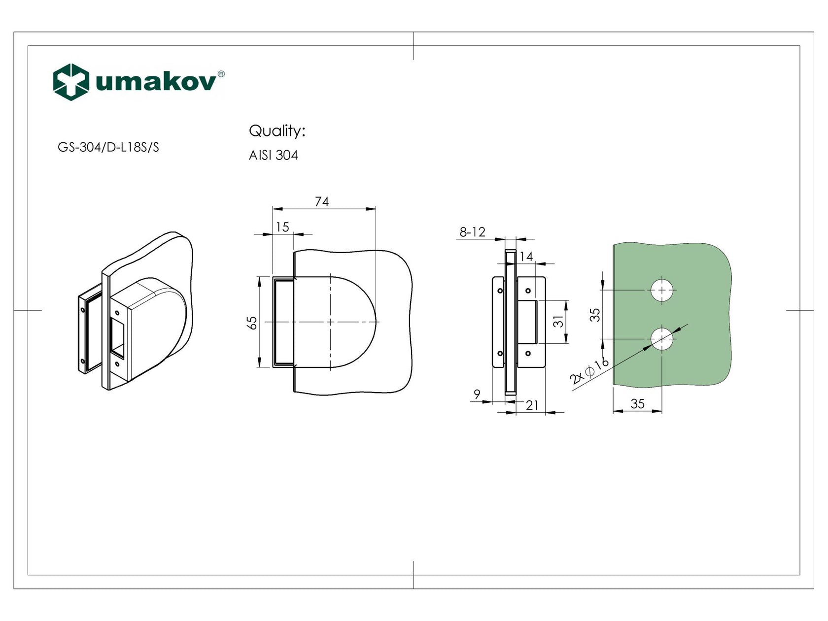 Oblý protikus k zámku GS-304/D-200/S