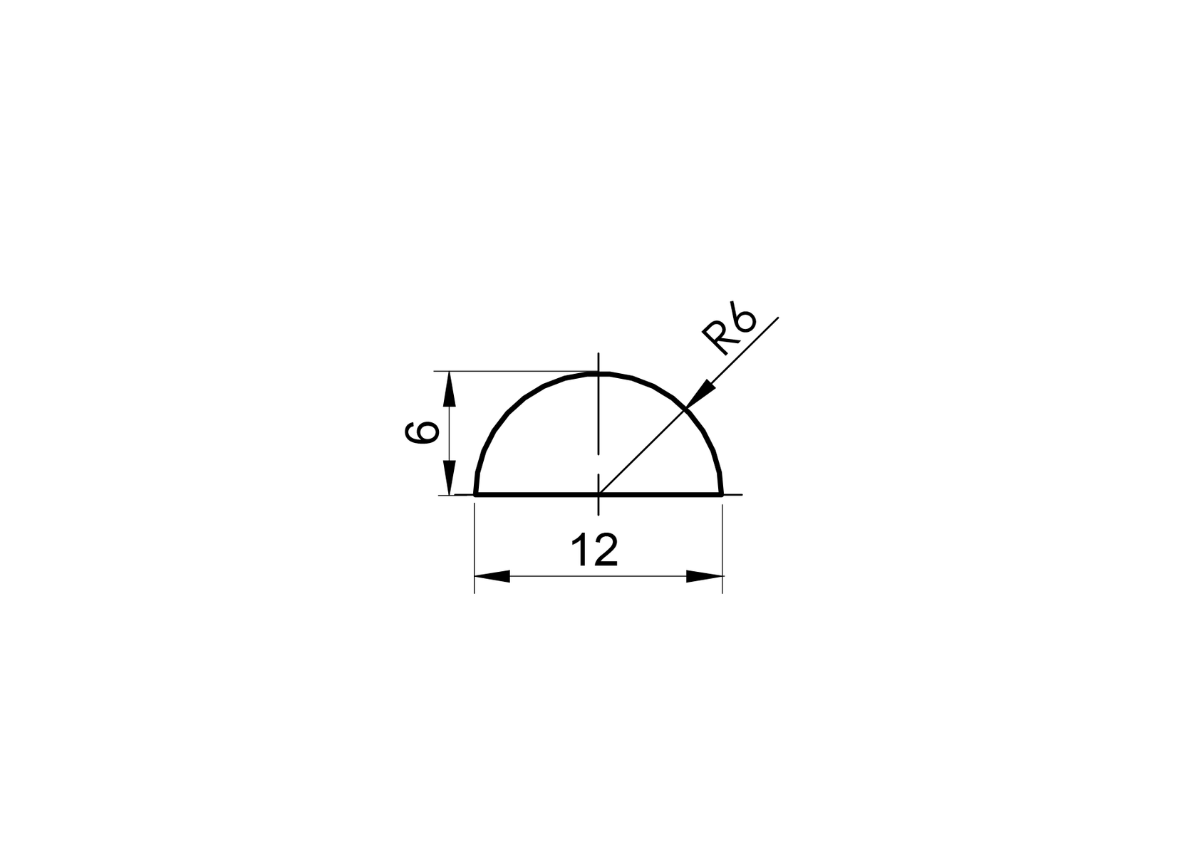 Lišta prah pre sprchový kút 6x12mm akryl