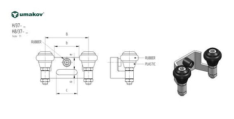 Horný nábeh, Inox, b60mm, black rubber