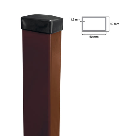Post 60x40mm ZnPVC 1800mm brown