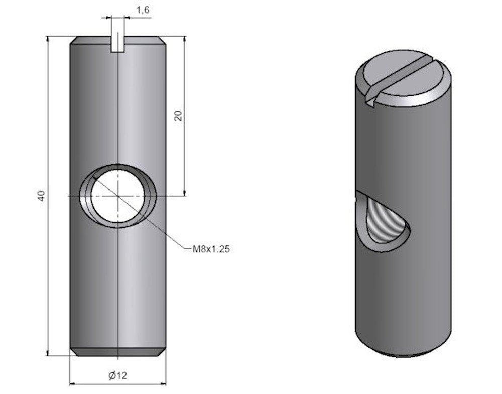 Matica valčeková M8x12x40/20
