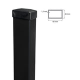 Galvanized Post 60x40mm with PVC Cap, 1800mm - Black Matt RAL 9005