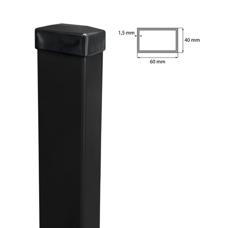 Post 60x40mm ZnPVC 2200mm black matte