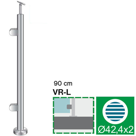 Stĺpik, vrchné kotvenie - ľavý AISI304, D42,4/2xmo