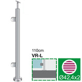 Stainless steel pole, VK-straight AISI316, D42,4/2