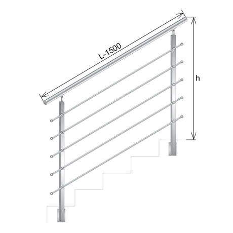 Zábradlie schody BS AISI304, 40x40x2/4xd12/H900/L1