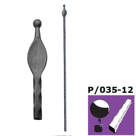 Tyč s hrotom h900, b30, n12x12 (P/035-12x12mm)