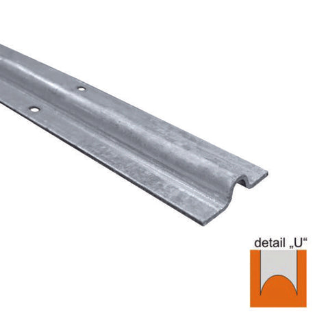 Koľajnička vodiaca spodná-U, Zn,60x16mm, t3mm, L3m
