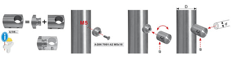Crossbar holder AISI304, d12/D42,4x2mm
