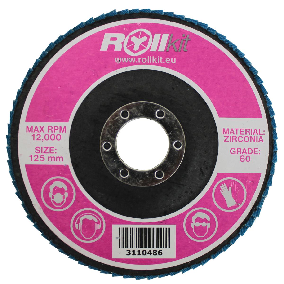 Flap grinding discs for stainless steel, D125, d22,2, t7,25 mm,P60