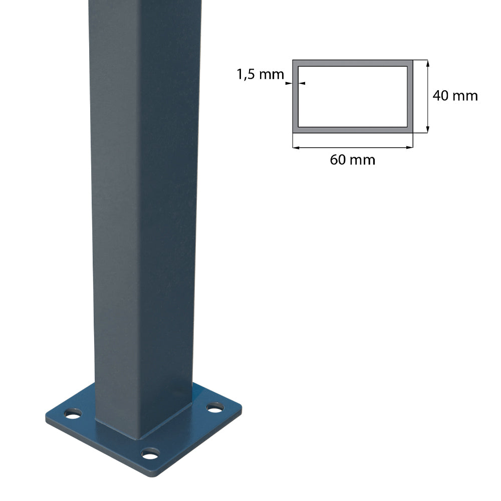 Post 60x40mm with ZnPVC base 1400mm anthracite