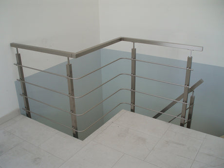 Zábradlie schody, BS AISI304, 40x40x2/4xd12/H900/L