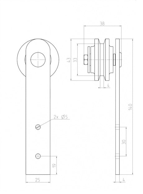 sliding barn door hardware - mini - "Hegon"