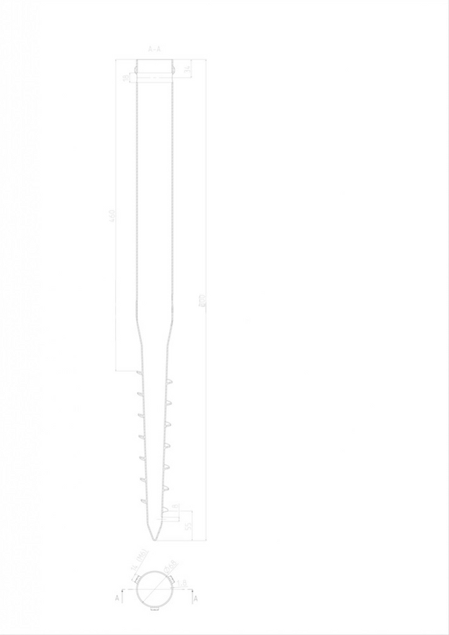 Ground screw 68x1,5x800mm, 3xM8